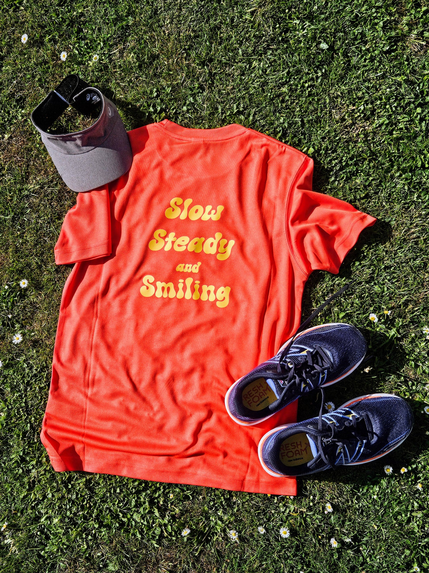 Slow, Steady and Smiling T-Shirt - Orange Flame