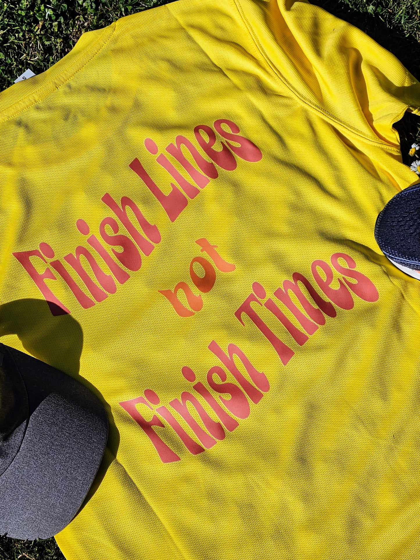 Finish Lines not Finish Times T-Shirt - Sun Yellow