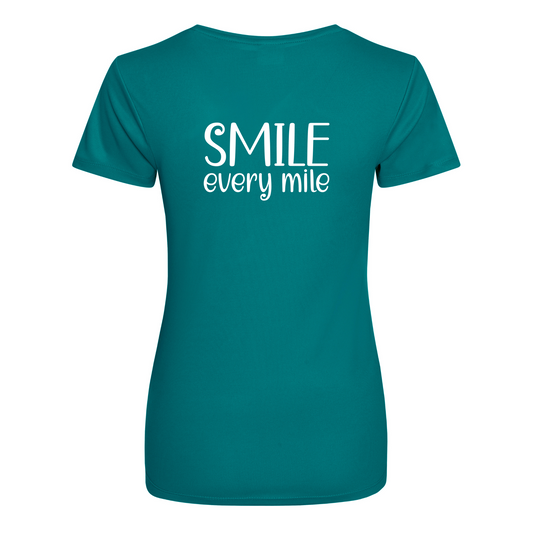 Smile Every Mile Womens Performance T-Shirt
