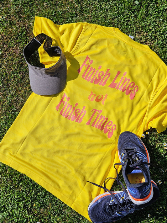Finish Lines not Finish Times T-Shirt - Sun Yellow