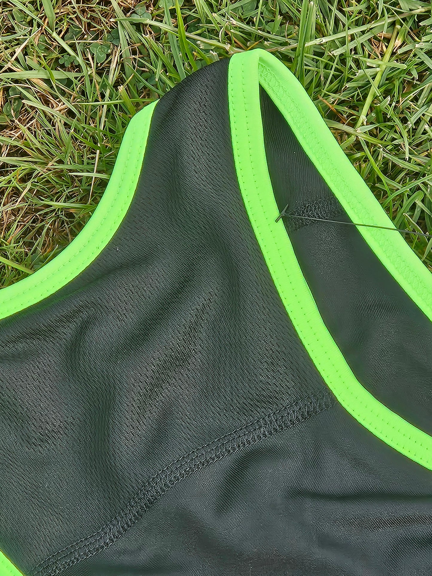 Ladies Running Vest Core Collection - Black/Bright Green Trim