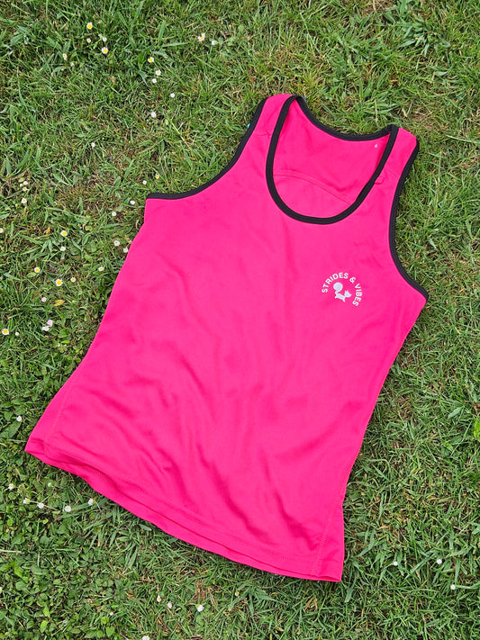 Ladies Running Vest Core Collection - Hot Pink/Black Trim