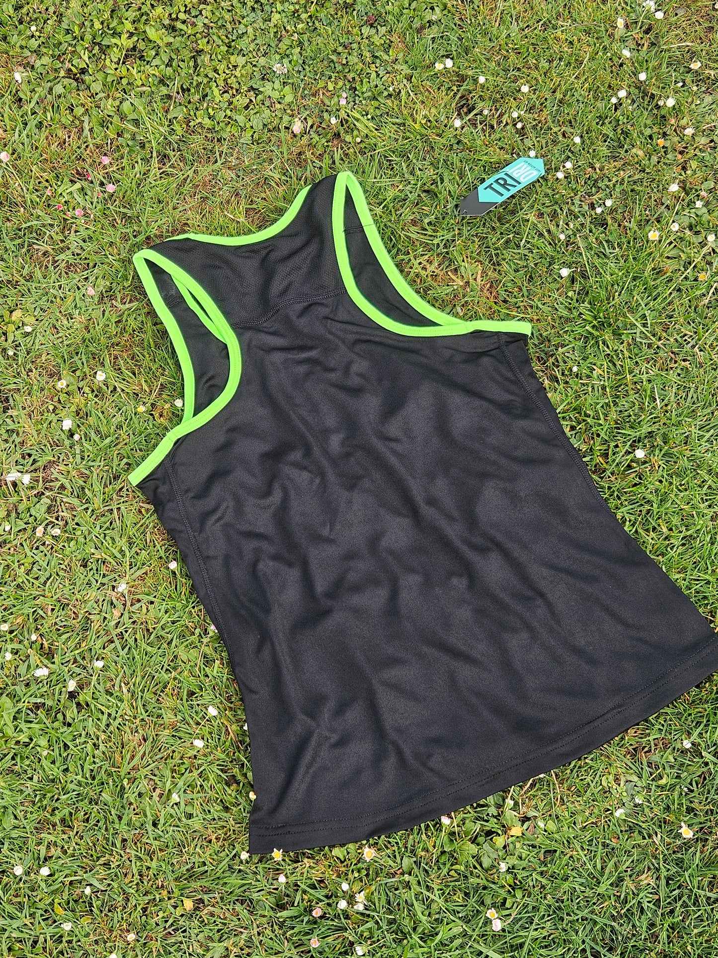 Ladies Running Vest Core Collection - Black/Bright Green Trim