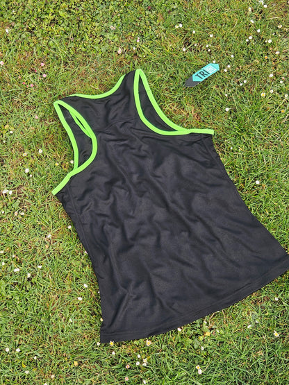 Ladies Running Vest Core Collection - Black/Bright Green Trim