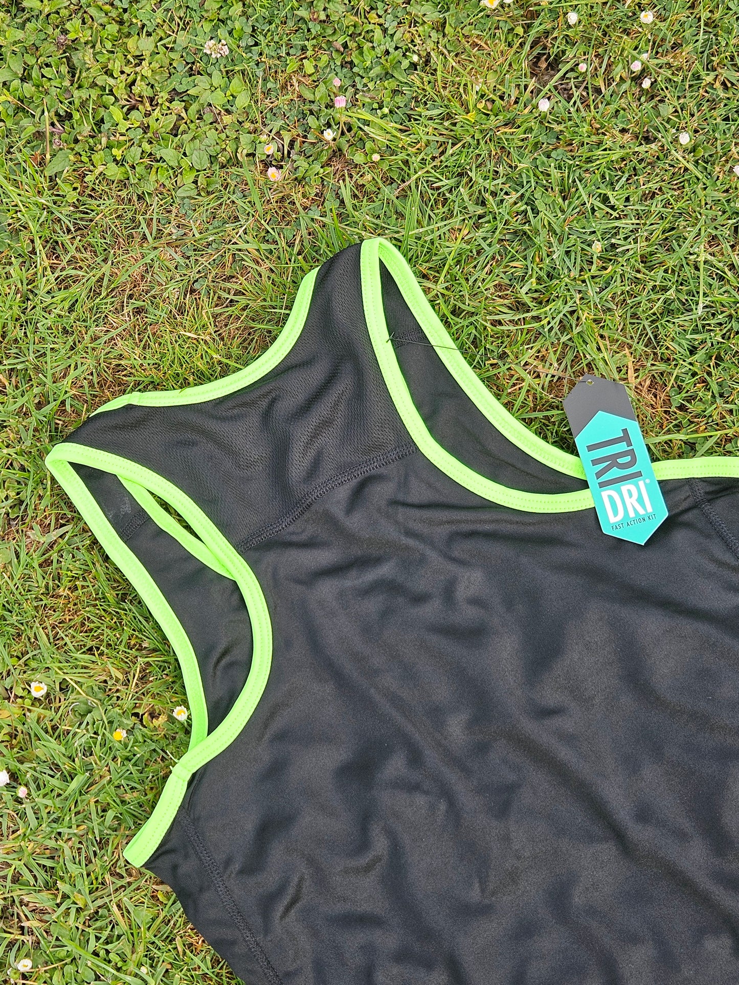 Ladies Running Vest Core Collection - Black/Bright Green Trim