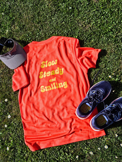 Slow, Steady and Smiling T-Shirt - Orange Flame